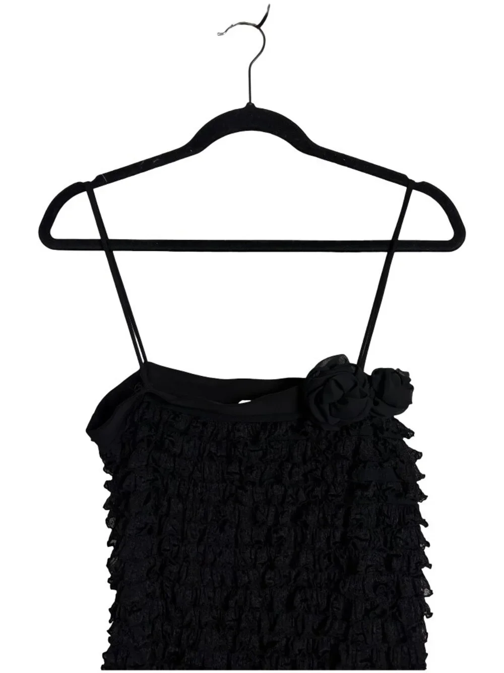 Too Mi USA Tiered Ruffle Rosette Cami Dress Women Black XL Y2K Coquette Party